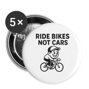 RIDE BIKES - NOT CARS - Buttons groß 56 mm (5er Pack) - Weiß - Vorne