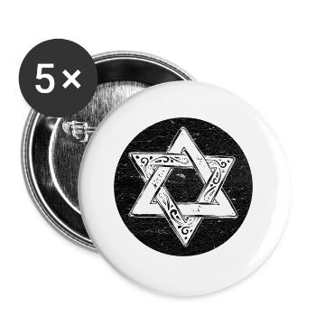 Star of David with black circle - Buttons large 2.2''/56 mm (5-pack) - white - Front