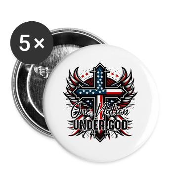 SSW11 One Nation Under God 4th of July - Buttons groß 56 mm (5er Pack) - Weiß - Vorne