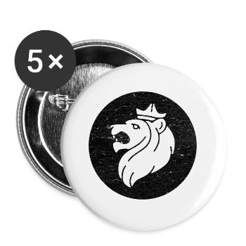 Lion of Judah Head in Black Circle - Buttons large 2.2''/56 mm (5-pack) - white - Front