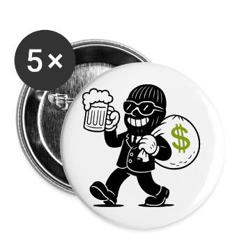 Bank robbers gangsters money - Buttons large 2.2''/56 mm (5-pack) - white - Front