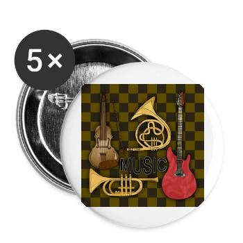 Musikinstrumente - Buttons groß 56 mm (5er Pack) - Weiß - Vorne