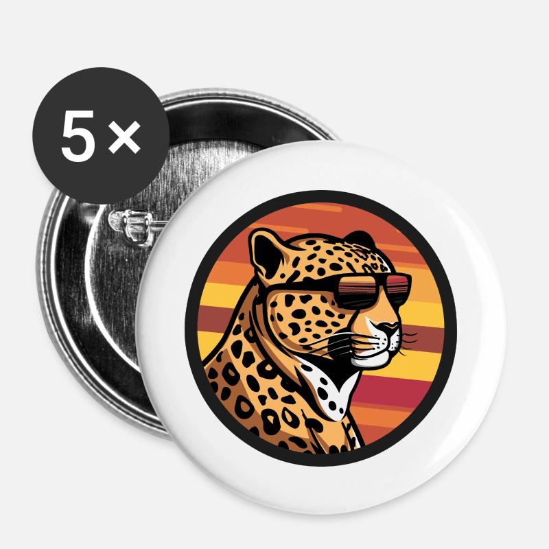 Leopard Comic Cool - Buttons large 2.2''/56 mm (5-pack) - white