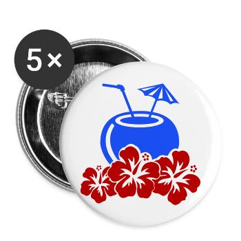 cocktail hibiskus - Buttons groß 56 mm (5er Pack) - Weiß - Vorne