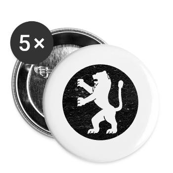 Lion of Judah in black circle - Buttons large 2.2''/56 mm (5-pack) - white - Front