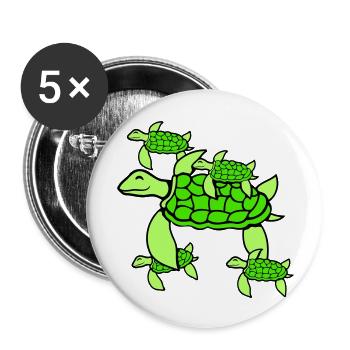 5 Water Turtles Children Mom Mother Father Dad - Buttons large 2.2''/56 mm (5-pack) - white - Front