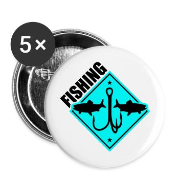 Pêche Pêche Hameçons - Lot de 5 grands badges (56 mm) - blanc - Devant
