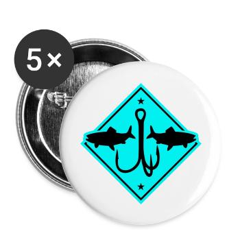 Pêche Icône de pêche - Lot de 5 grands badges (56 mm) - blanc - Devant