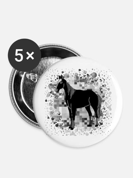Pferd - Buttons groß 56 mm (5er Pack) - Weiß