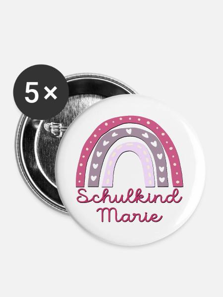 SCHULANFANG SCHULKIND MARIE - Buttons groß 56 mm (5er Pack) - Weiß