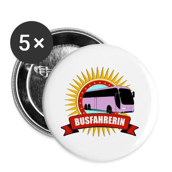 Busfahrerin Silhouette Muster - Buttons groß 56 mm (5er Pack) - Weiß - Vorne