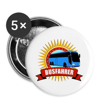 Busfahrer Fun Motiv mit Sonnenstrahlen - Buttons groß 56 mm (5er Pack) - Weiß - Vorne