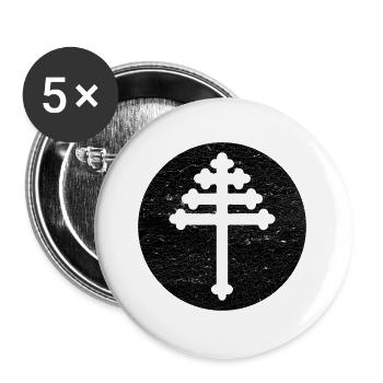 Maronite Cross in Black Circle - Buttons large 2.2''/56 mm (5-pack) - white - Front