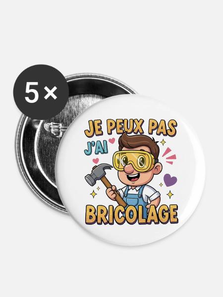 Ich kann nicht DIY - Buttons groß 56 mm (5er Pack) - Weiß