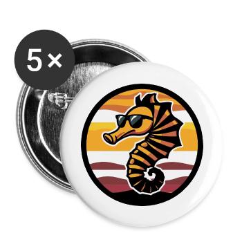 Seepferd Cool Comic - Buttons groß 56 mm (5er Pack) - Weiß - Vorne