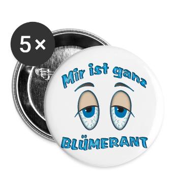 Mir ist ganz blümerant - Buttons groß 56 mm (5er Pack) - Weiß - Vorne