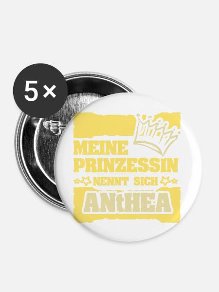 Maedchenname Anthea - Buttons groß 56 mm (5er Pack) - Weiß