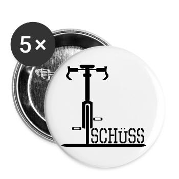 ABSCHIED TSCHÜSS FAHRRAD RAD - Buttons groß 56 mm (5er Pack) - Weiß - Vorne