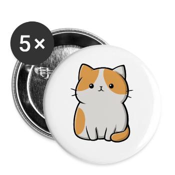cute cat, pet - Buttons large 2.2''/56 mm (5-pack) - white - Front