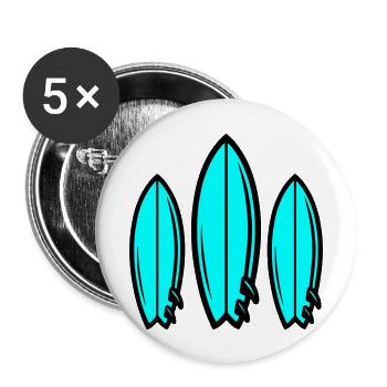 Surfbrett Symbol Surfing - Buttons groß 56 mm (5er Pack) - Weiß - Vorne