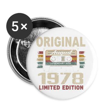 Août 1978 August 1978 Cadeau Août 1978 August 1978 - Lot de 5 grands badges (56 mm) - blanc - Devant