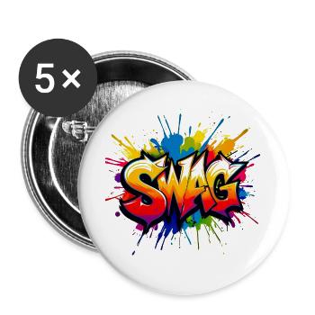 Expressive graffiti style with vibrant colors - Buttons large 2.2''/56 mm (5-pack) - white - Front