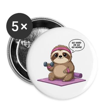 Adorable conception de paresseux d’entraînement - Lot de 5 grands badges (56 mm) - blanc - Devant