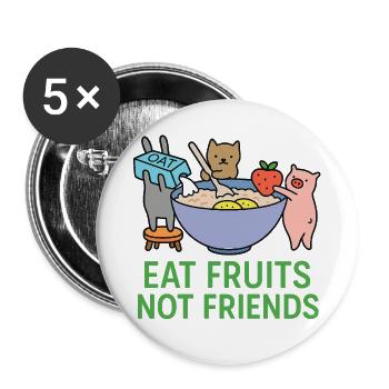 Vegan Food - Buttons groß 56 mm (5er Pack) - Weiß - Vorne