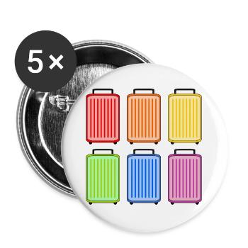 KOFFER REGENBOGEN - Buttons groß 56 mm (5er Pack) - Weiß - Vorne