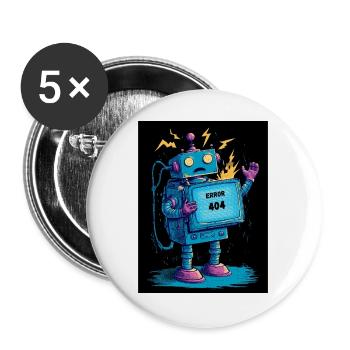 404 Bot – Gehirn nicht gefunden - Buttons groß 56 mm (5er Pack) - Weiß - Vorne