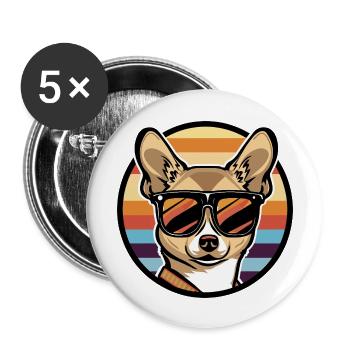 Chihuahua Dog Cool Comic - Buttons large 2.2''/56 mm (5-pack) - white - Front
