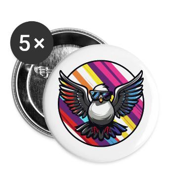 Taube Vogel Cool Comic - Buttons groß 56 mm (5er Pack) - Weiß - Vorne