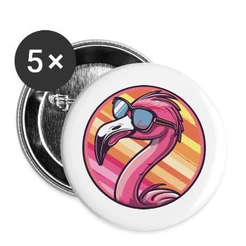 Flamingo Comic Cool - Buttons large 2.2''/56 mm (5-pack) - white - Front