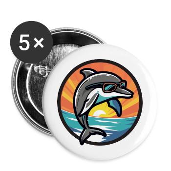 Delfin Cool Comic - Buttons groß 56 mm (5er Pack) - Weiß - Vorne