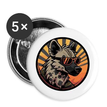 Hyène Bande Dessinée Cool - Lot de 5 grands badges (56 mm) - blanc - Devant