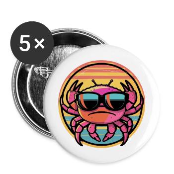 Krebs Krabbe Cool Comic - Buttons groß 56 mm (5er Pack) - Weiß - Vorne