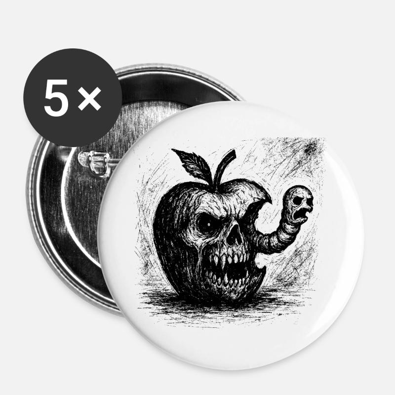 Verdammnis-Wurm - Buttons groß 56 mm (5er Pack) - Weiß