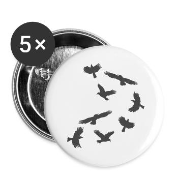 Vogelschwarm Silhouetten im Flug - Buttons groß 56 mm (5er Pack) - Weiß - Vorne