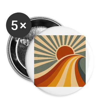 Sonnenpfad ins Retro-Land - Buttons groß 56 mm (5er Pack) - Weiß - Vorne
