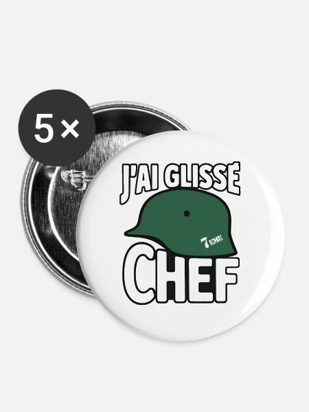 Ich bin ausgerutscht, Koch - Buttons groß 56 mm (5er Pack) - Weiß