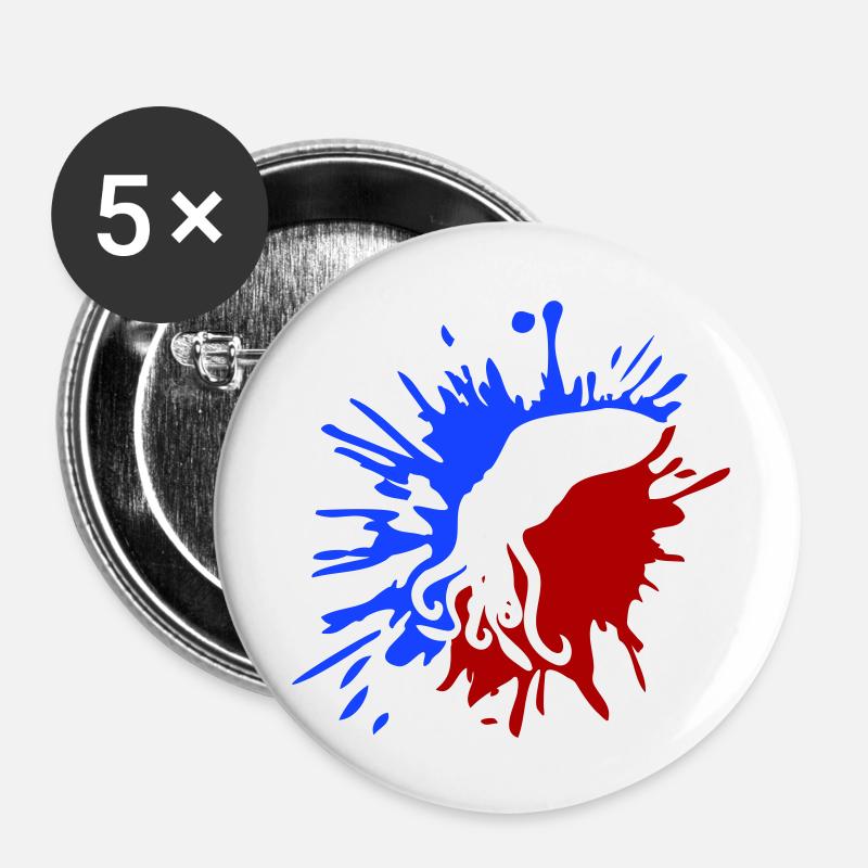 Oktopus Farbklecks Kraken Tropfen Graffiti Klecks - Buttons groß 56 mm (5er Pack) - Weiß