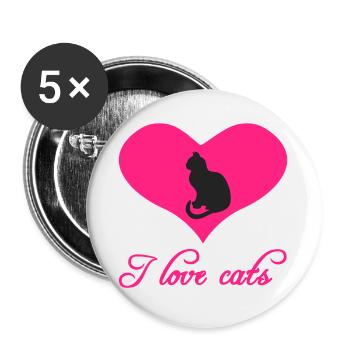 i love cats, herzen, frauen - Buttons groß 56 mm (5er Pack) - Weiß - Vorne