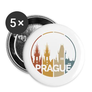 Prague city silhouette vintage colors - castle logo - Buttons large 2.2''/56 mm (5-pack) - white - Front