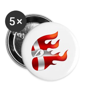 Drapeau du Danemark - Danemark - Ninja - Lot de 5 grands badges (56 mm) - blanc - Devant