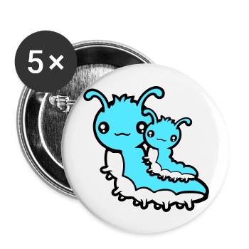 2 Chenille Famille Maman Papa Enfant Bébé Père Mère - Lot de 5 grands badges (56 mm) - blanc - Devant