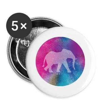 Yoga Yogi Éléphant Holi Festival Méditation Inde - Lot de 5 grands badges (56 mm) - blanc - Devant