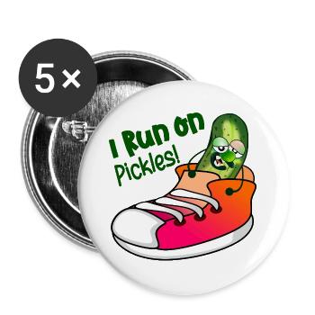 I RUN ON PICKLES - Buttons large 2.2''/56 mm (5-pack) - white - Front