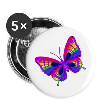 Papillon violet multicolore – Célébrez la diversité - Lot de 5 grands badges (56 mm) - blanc - Devant