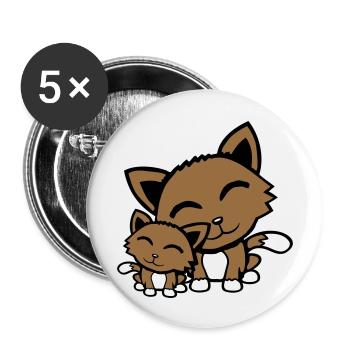 Cat Kitten Child Family Mom Dad Mother Father - Buttons large 2.2''/56 mm (5-pack) - white - Front