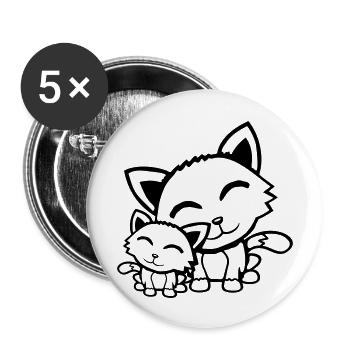 Cat Kitten Child Family Mom Dad Mother Father - Buttons large 2.2''/56 mm (5-pack) - white - Front